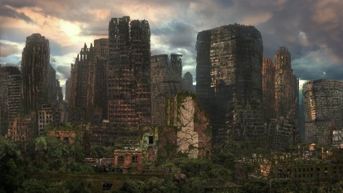 Abandoned big city after fail of world