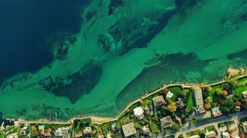 Aerial View on City and Beach