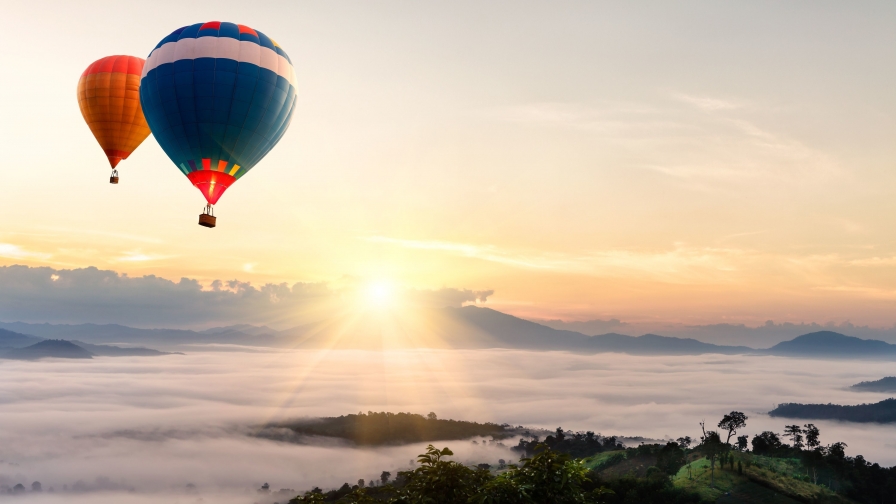 Air Balloon Airship Sky Flying Dawn