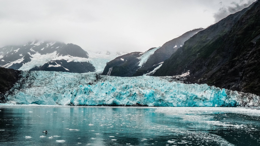 Alaska Ice on the Lake and Mountains