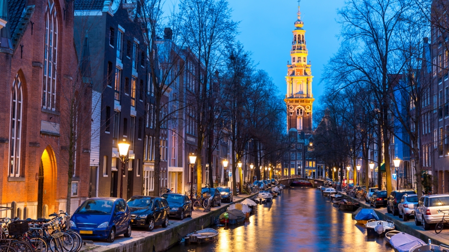 Amsterdam Canal at Dusk