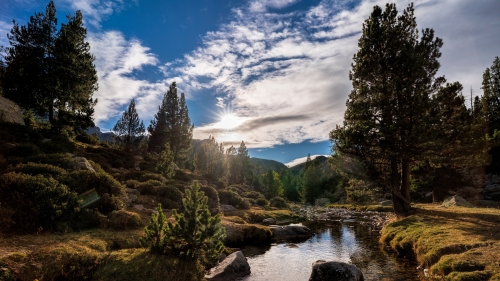 Andorra River and Mountains Scenery