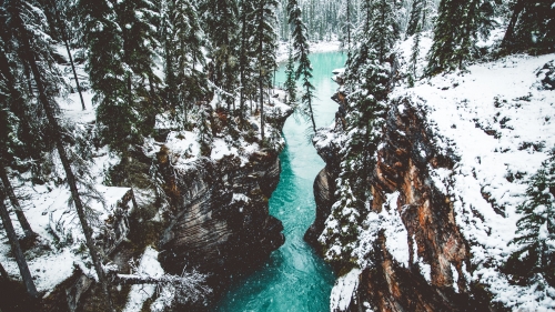 Athabasca Falls Canyon Jasper National Park in Canada