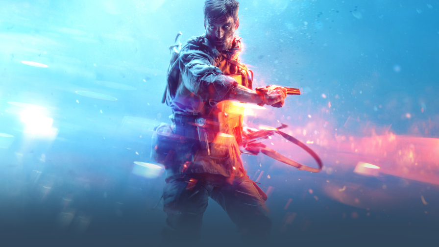 Battlefield 5 Soldier with Weapon and Red Light