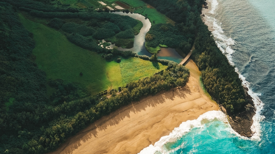 Beautiful Aerial View of Coast and Ocean