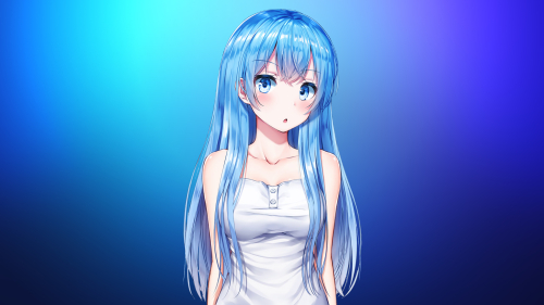 Beautiful Anime Girl with Blue Hair