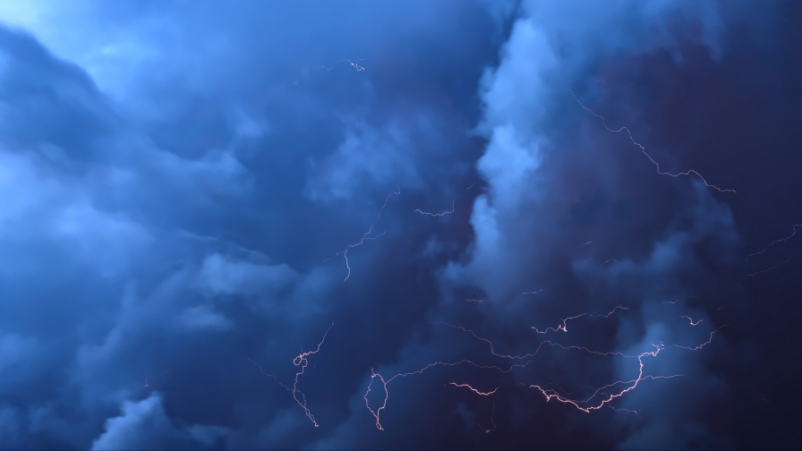 Beautiful Blue Clouds and Lightning