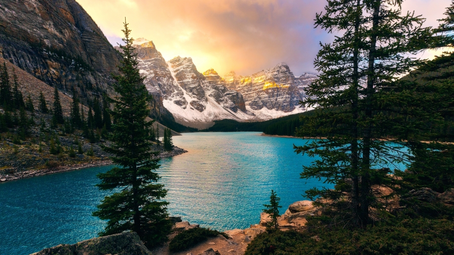 Beautiful Blue River in Mountain Valley