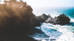 Beautiful Coast and Waves with Rocks