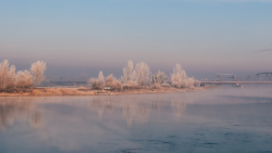 Beautiful Frozen River and Fog