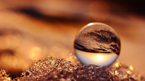 Beautiful Glass Sphere on Brown Surface