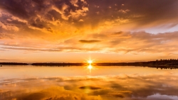 Beautiful Golden Sunset on Lake