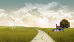 Beautiful Green Field and Single House