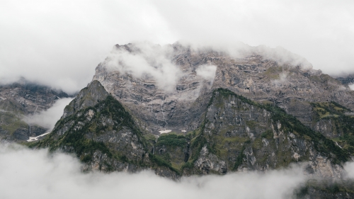 Beautiful Grey Mountains in Clouds