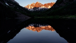 Beautiful Lake in Mountain Valley and Reflection