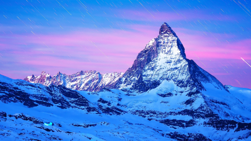 Beautiful Matterhorn Mountain and Snow