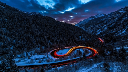 Beautiful Mountain Night Road