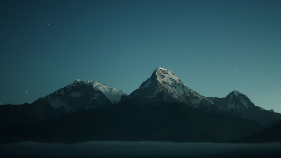 Beautiful Mountains and Night Starry Sky