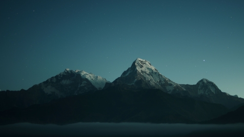 Beautiful Mountains and Night Starry Sky