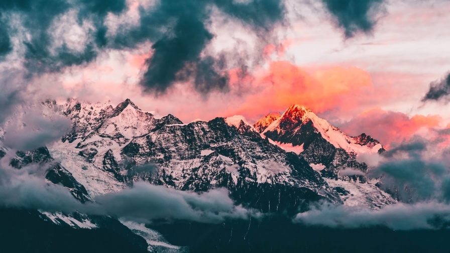 Beautiful Mountains in Clouds