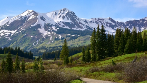 Beautiful Mountains on Background and Road