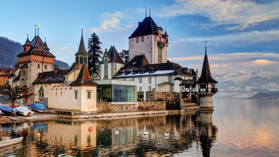 Canton of Berne Beautiful Old Castle on Lake