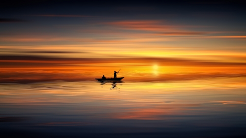 Beautiful Orange Sunset and Boat