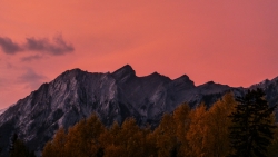 Beautiful Pink Sky and Mountains Peaks
