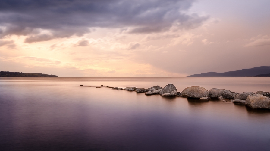 Beautiful Purple Sunset and Rocks