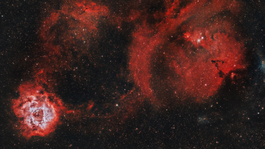 Beautiful Red Nebula and Stars in Galaxy