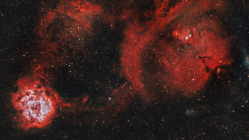 Beautiful Red Nebula and Stars in Galaxy
