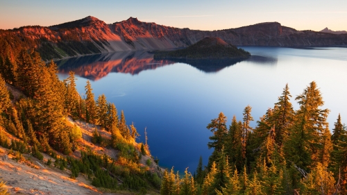 Beautiful Trees in Autumn Forest and Mountains