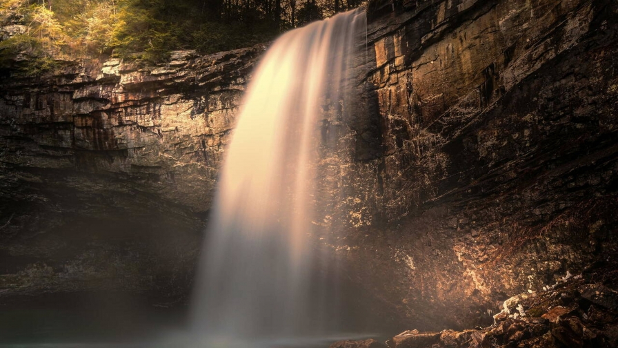 Beautiful Waterfall and Sunlight