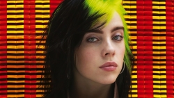 Billie Eilish Pretty Sexy Beauty with Green Hair