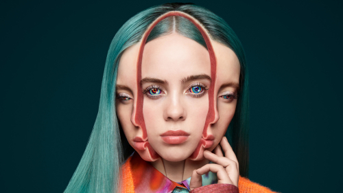 Billie Eilish Singer and Abstract Face