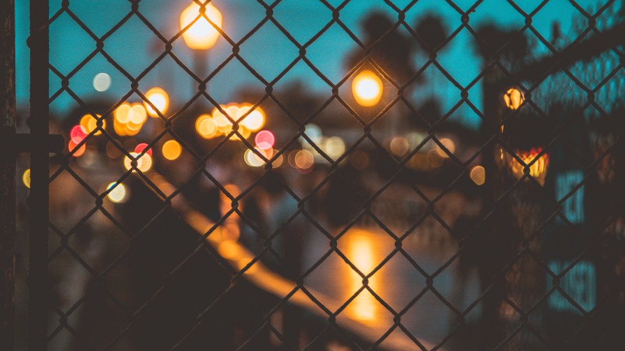 Black Metal Fence and Lights