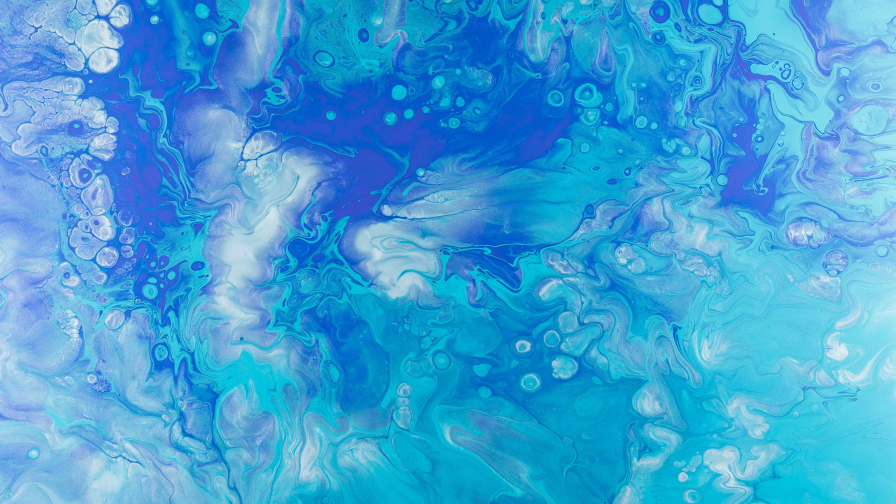 Blue and White Paint in Liquid