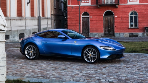 Blue Ferrari Roma