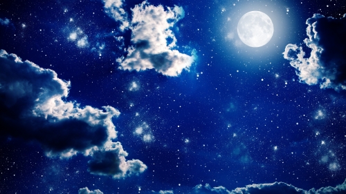Clouds Moon and Night Stars