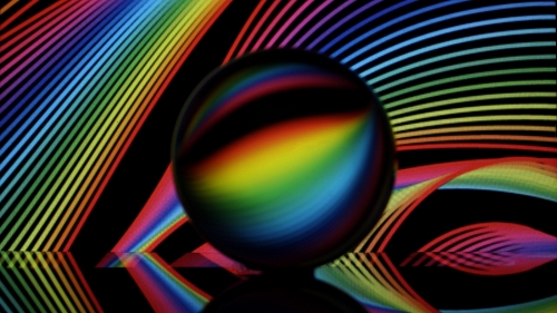 Crystal Ball and Colorful Neon Lines