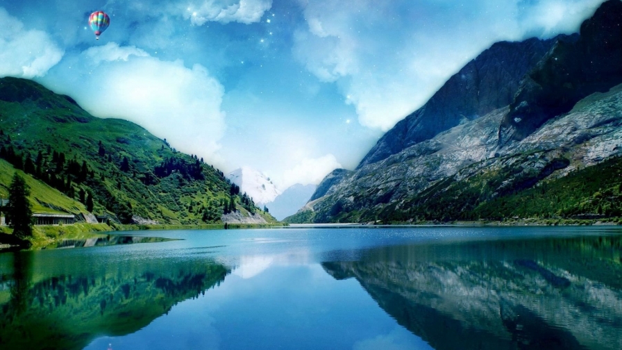 Crystal Pure Lake and Mountains