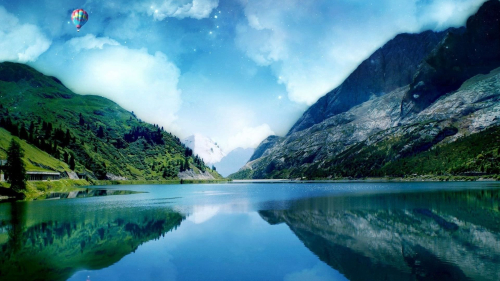 Crystal Pure Lake and Mountains