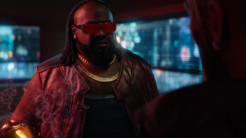 Cyberpunk 2077 Black Man in Pink Sunglasses