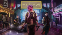 Cyberpunk 2077 Cyborgs on Street Anime Style