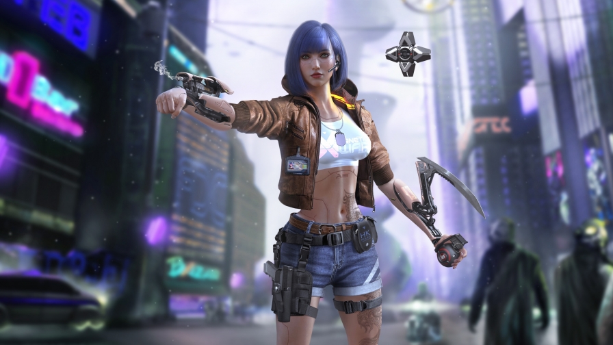 Cyberpunk 2077 Dangerous Girl on Street