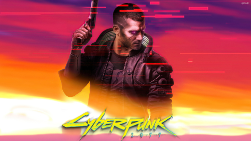 Cyberpunk 2077 Game Poster Cyborg with Pistol