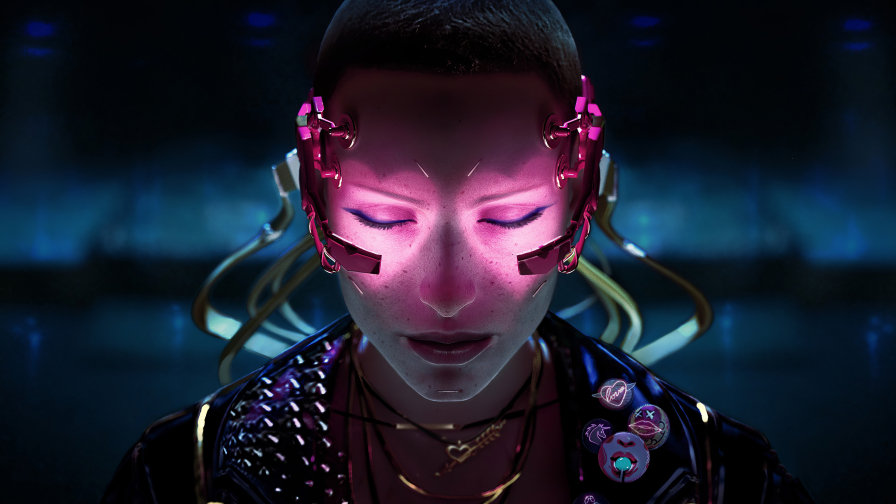 Cyberpunk 2077 Pretty Cyborg Girl and Devices