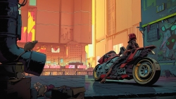 Cyberpunk 2077 Rats on the Street and Girl on Motorcycle