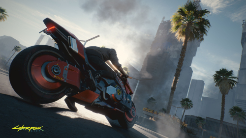 Cyberpunk 2077 Red Motorcycle and Big City