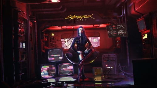 Cyberpunk 2077 Sexy Girl Cyborg in Black Pantyhose